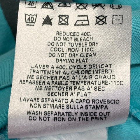 LOVE MOSCHINO Size L Grey Turquoise Graphic Cotton Blend T-shirt