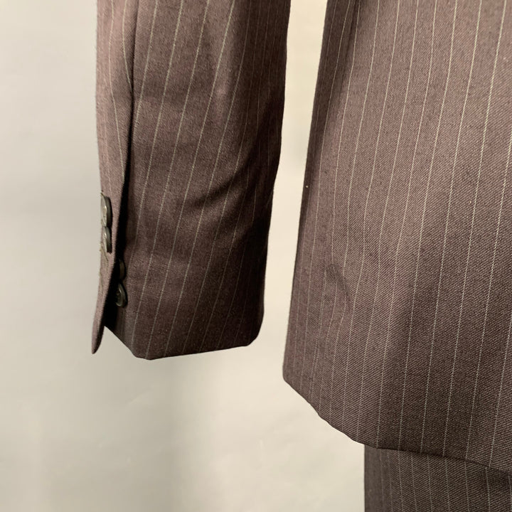 CoSTUME NATIONAL Size 38 Brown Grey Pinstripe Wool Single Button Suit