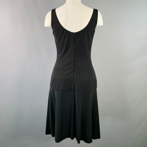 HERVE LEGER Size 8 Black Viscose Blend Sleeveless Knee Length Cocktail Dress