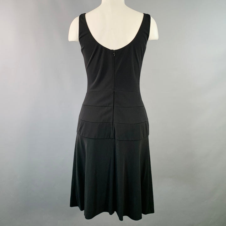 HERVE LEGER Size 8 Black Viscose Blend Sleeveless Knee Length Cocktail Dress