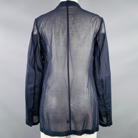 DRIES VAN NOTEN Size XS Navy Cotton Sheer Peak Lapel Jacket Blazer