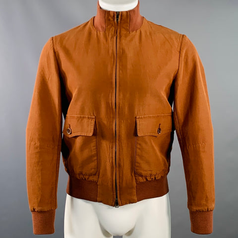 CAMOSHITA Size S Orange Rust Two Pockets Zip Up Bomber Jacket