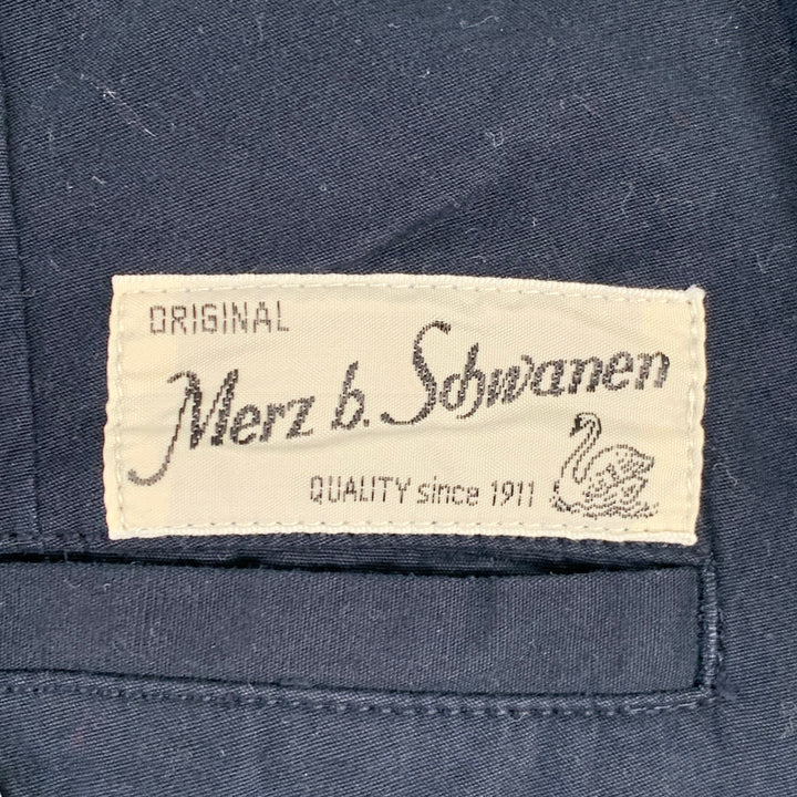 MERZ B. SCHWANEN Size L Navy Cotton Pleated Casual Pants