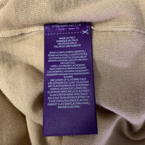 RALPH LAUREN Size L Camel Knit Cashmere Ribbed T-shirt