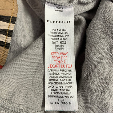 BURBERRY Size S Grey Cotton Embossed Drawstring Shorts