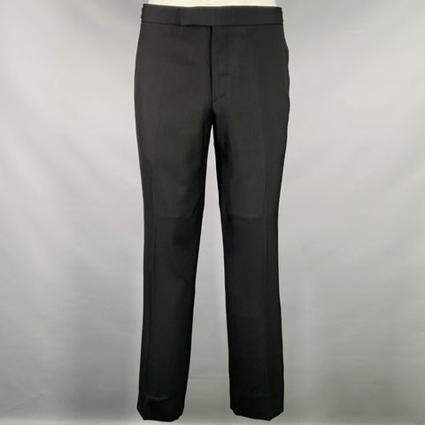 RALPH LAUREN Size 38 Short Black Wool Peak Lapel Tuxedo