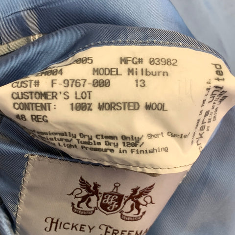 HICKEY FREEMAN Size 48 Regular Blue Grey Plaid Wool Sport Coat
