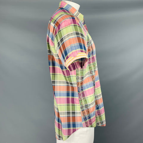 ROBERT GRAHAM Size L Multi Color Plaid Cotton Button Up Short Sleeve Shirt