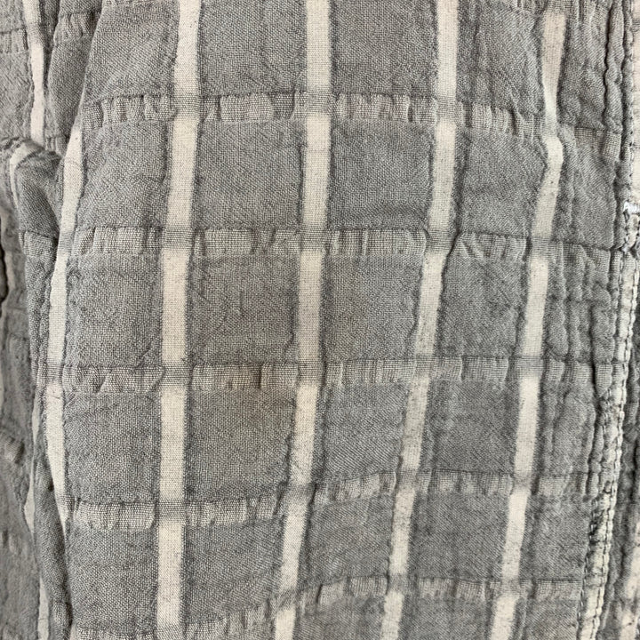 TENDER CO. Size L Grey Window Pane Cotton Patch Pockets Long Sleeve Shirt