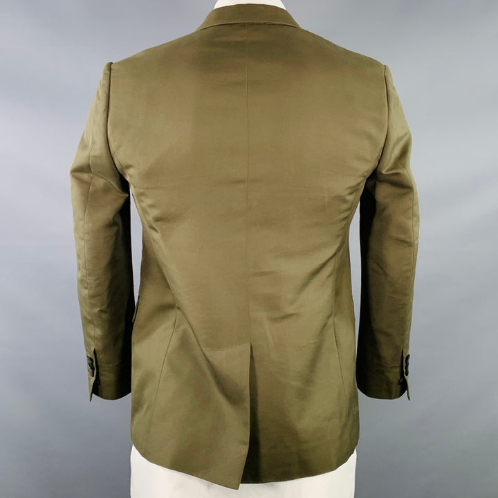 DSQUARED2 Size 42 Olive Green Black Cotton Blend Three Button Peak Lapel Sport Coat