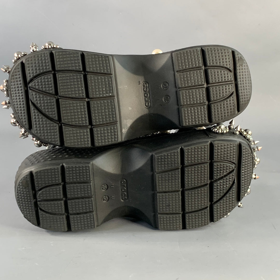 SIMONE ROCHA Size 10 Black Studded Embellishment Rubber Slip On Clogs Loafers