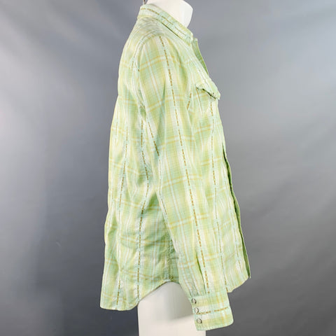 POLO by RALPH LAUREN Size M Green Yellow Plaid Cotton Western Long Sleeve Shirt