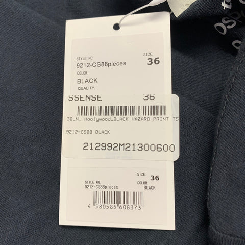 N. HOOLYWOOD Size XS Hazard Print Black White Cotton Crew Neck T-shirt