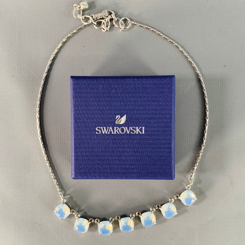 SWAROVSKI Silver Blue Crystal Metal Chain Necklace