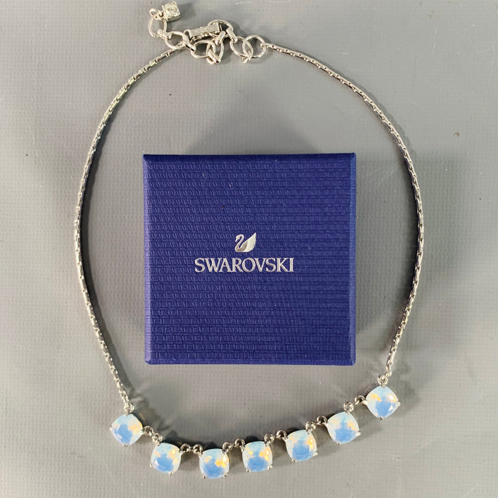 SWAROVSKI Silver Blue Crystal Metal Chain Necklace