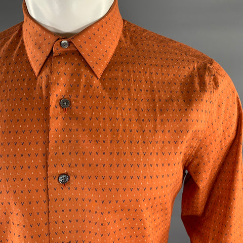 LOUIS VUITTON Size M Orange Blue White Logo Long Sleeve Shirt