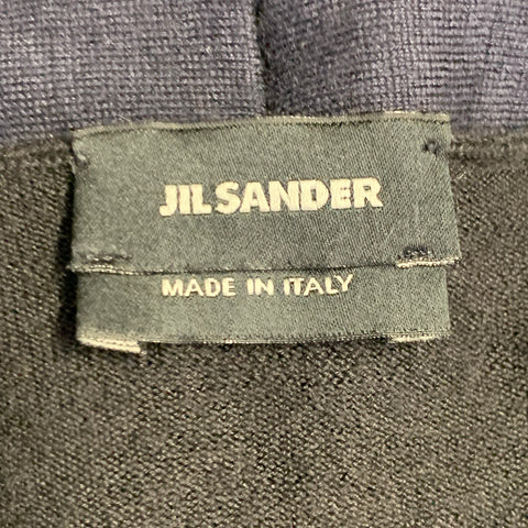 JIL SANDER Size M Black Navy Knit Cashmere Silk Shawl Collar Cardigan