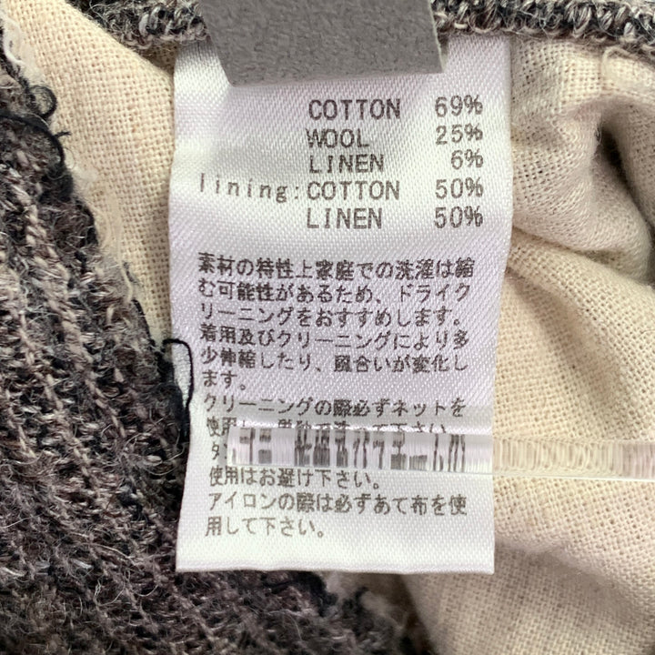 YUTA MATSUOKA Size L Grey White Cotton Wool Linen Wide Leg Casual Pants