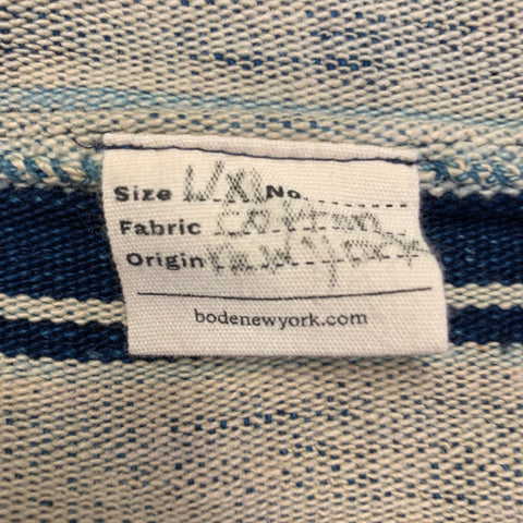 BODE Size XL Blue Beige Stripe Cotton One Pocket Short Sleeve Shirt