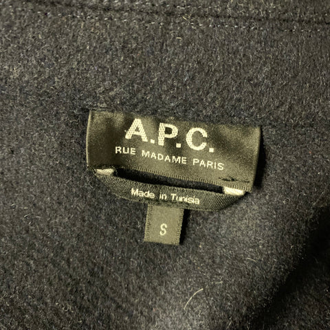 APC Size S Blue Grey Plaid Wool Blend Button Up Jacket