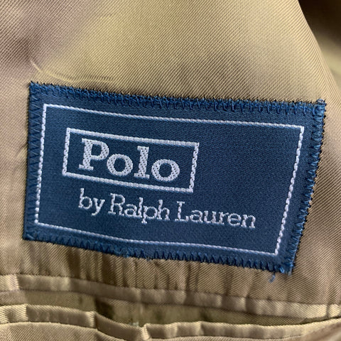 POLO by RALPH LAUREN Size 44 Brown Beige Herringbone Virgin Wool Suit