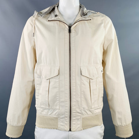 JOHN VARVATOS STAR USA Size L Cream Grey Cotton Hooded Jacket