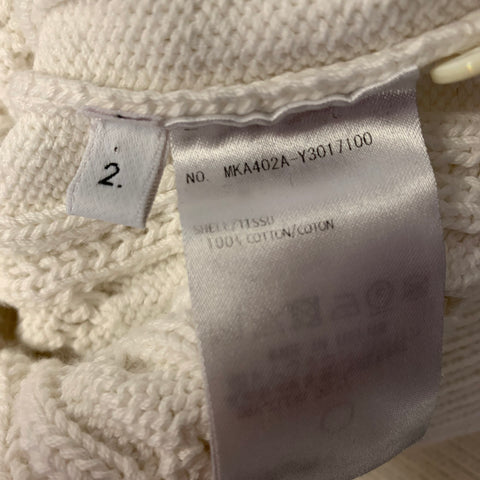 THOM BROWNE Size M White Grey Cotton Cable Knit Sweater
