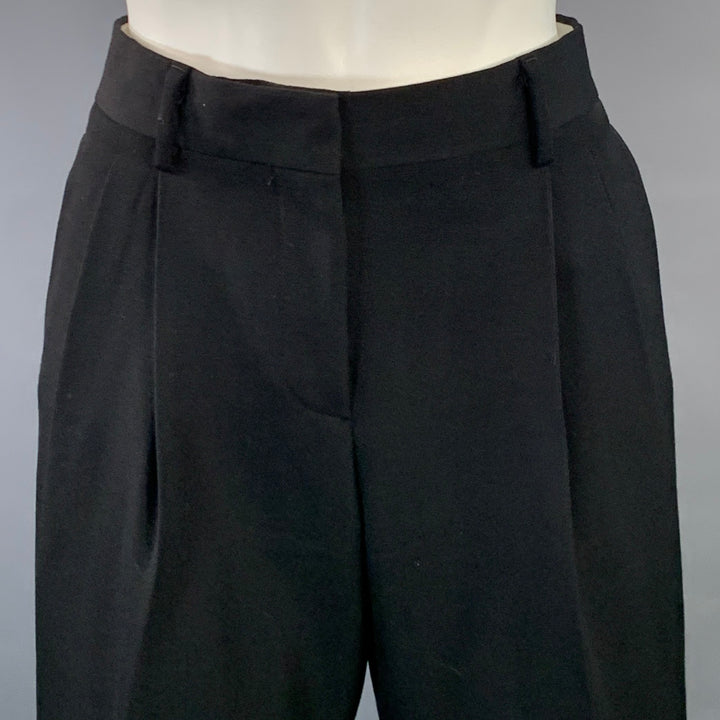 PAUL SMITH Size 2 Black Wool Twill Pleated Tapered Dress Pants