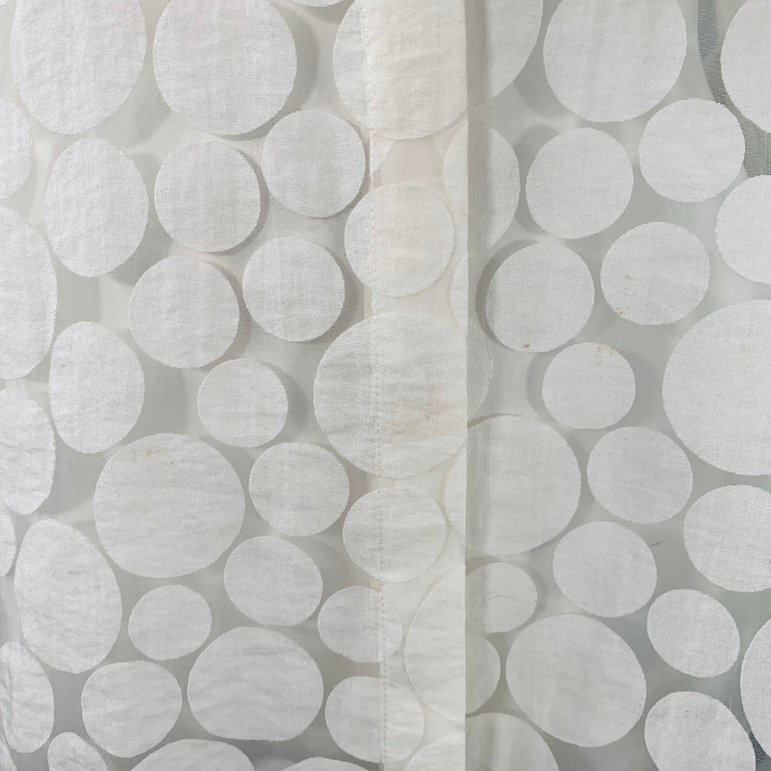 AKRIS Size 12 White Cotton Polka Dot Point Collar Button Up Shirt