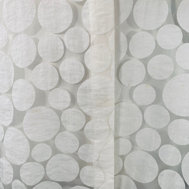 AKRIS Size 12 White Cotton Polka Dot Point Collar Button Up Shirt