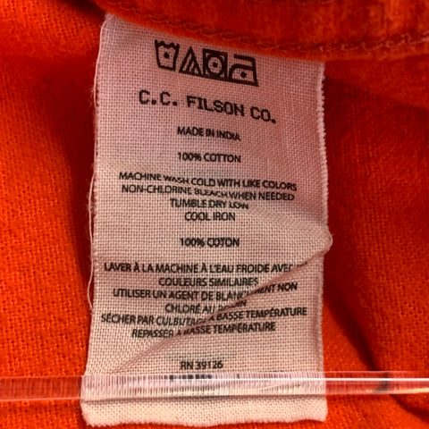 FILSON Size M Orange Cotton Two Pockets Long Sleeve Shirt