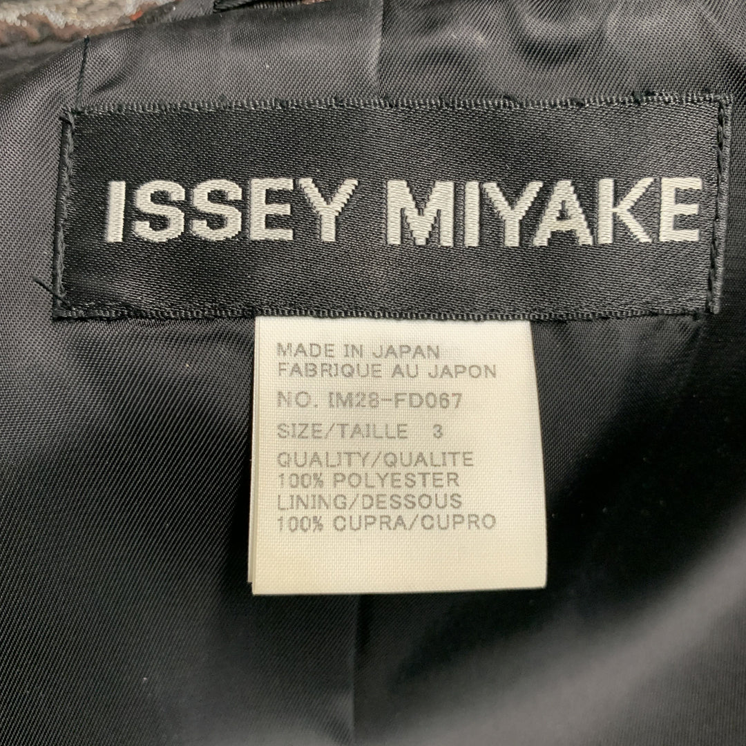 ISSEY MIYAKE Size L Brown Grey Polyester Jacquard Buttoned Jacket