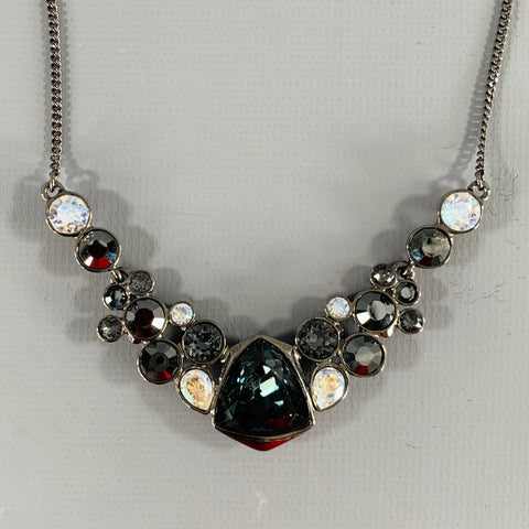 GIVENCHY Black Silver Rhinestones Necklace