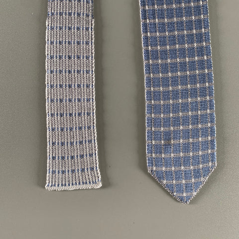 BRIONI Blue Grey Knitted Silk Tie