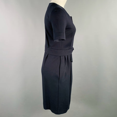 Robe zippée plissée ARMANI COLLEZIONI Taille 4 Bleu marine Mélange de viscose
