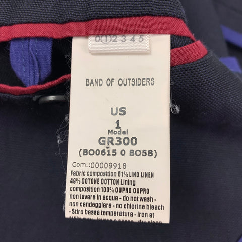 BAND OF OUTSIDERS Talla 38 Abrigo deportivo de algodón y lino azul marino