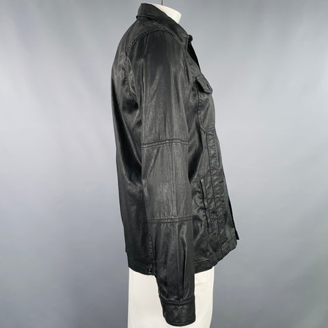 BELSTAFF Size XL Black Coated Cotton Trucker Jacket