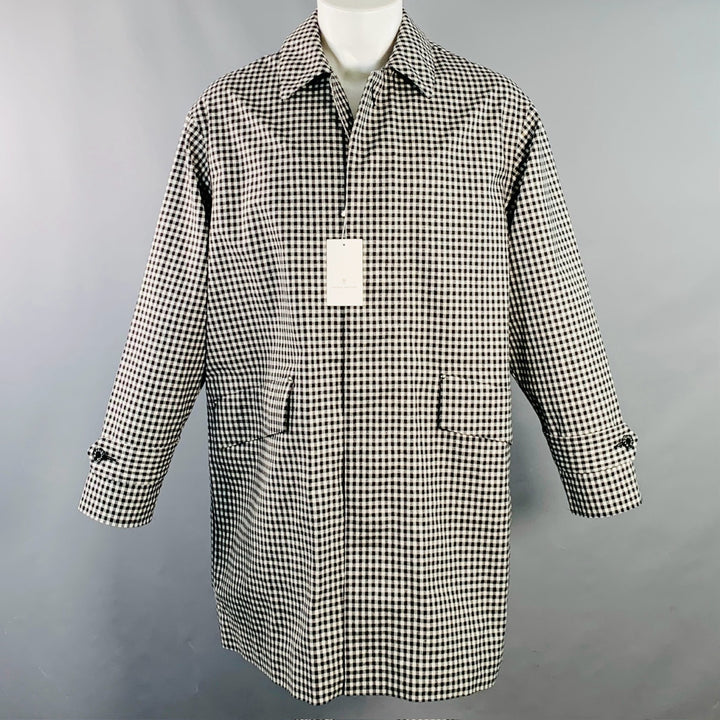 MACKINTOSH Size 38 Black White Checkered Wool Blend Hidden Buttons Coat