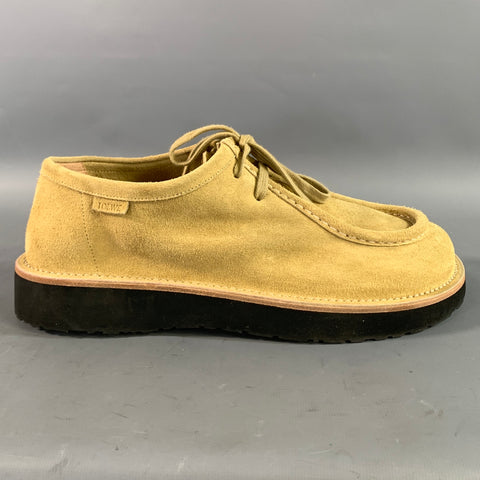 LOEWE Size 12 Khaki Textured Suede Chukka Lace Up Shoes