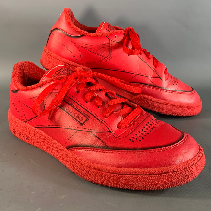 MAISON MARGIELA Size 9.5 Red Black Comic Leather Cup sole Sneakers