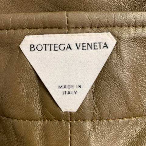 BOTTEGA VENETA Size 2 Green Olive Lambskin Leather Pencil Skirt