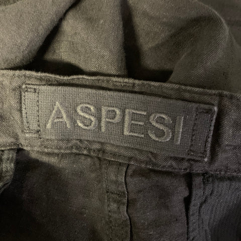 ASPESI Size 32 Black Linen Straight leg Casual Pants