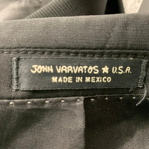 JOHN VARVATOS * USA Taille 46 Long Manteau de sport à revers en laine unie noire