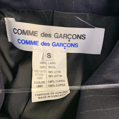 COMME des GARCONS Size S Black Grey Wool Pinstripe Peter Pan Collar Button Up Shirt