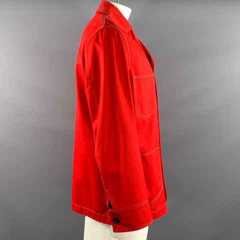 MARNI Size 40 Red Cotton Peak Lapel Jacket