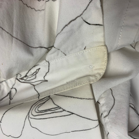 PAUL SMITH Size S White Grey Print Cotton Spread Collar Long Sleeve Shirt