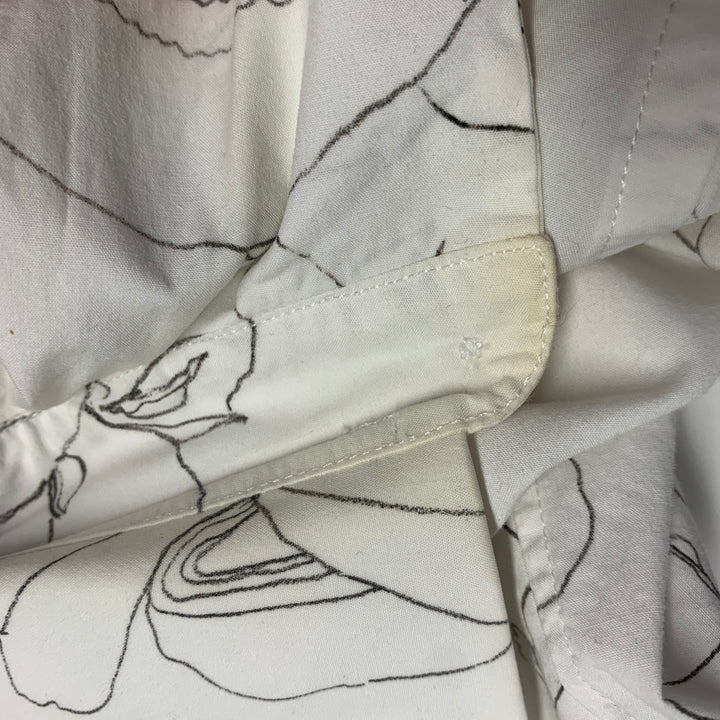 PAUL SMITH Size S White Grey Print Cotton Spread Collar Long Sleeve Shirt