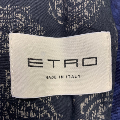 ETRO Size 38 Navy Black Navajo Cotton Blend Single Breasted Sport Coat