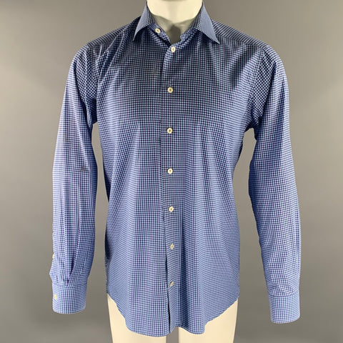 ETON Size S Blue Purple Gingham Cotton Long Sleeve Shirt