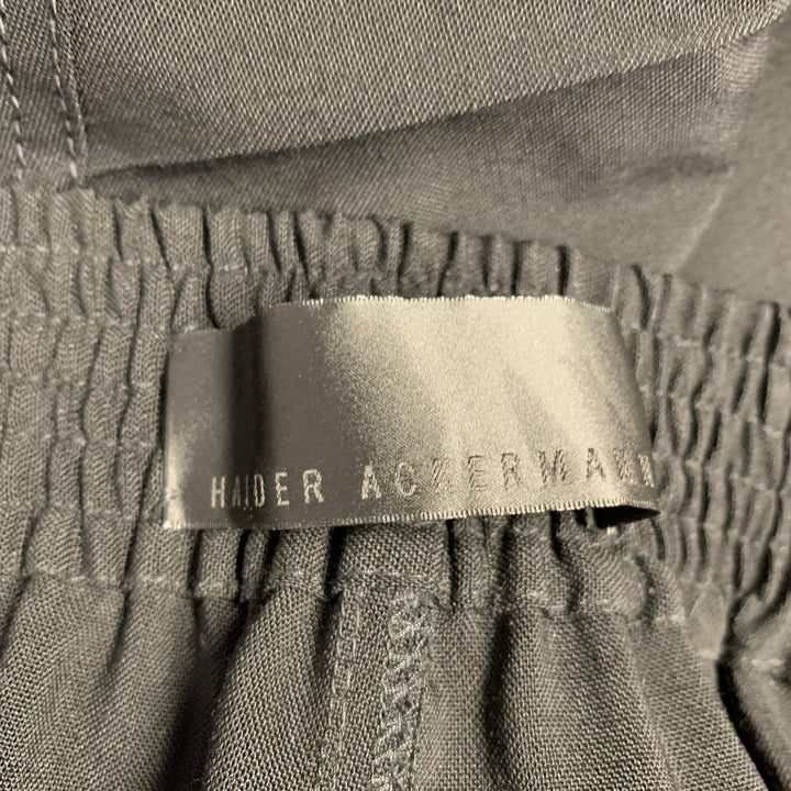 HAIDER ACKERMANN Size 34 Black Wool Polyamide Drop Crotch Dress Pants